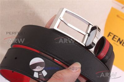 AAA Replica Cheap Fendi Reversible Belt - Red And Black Leather SS Buckle